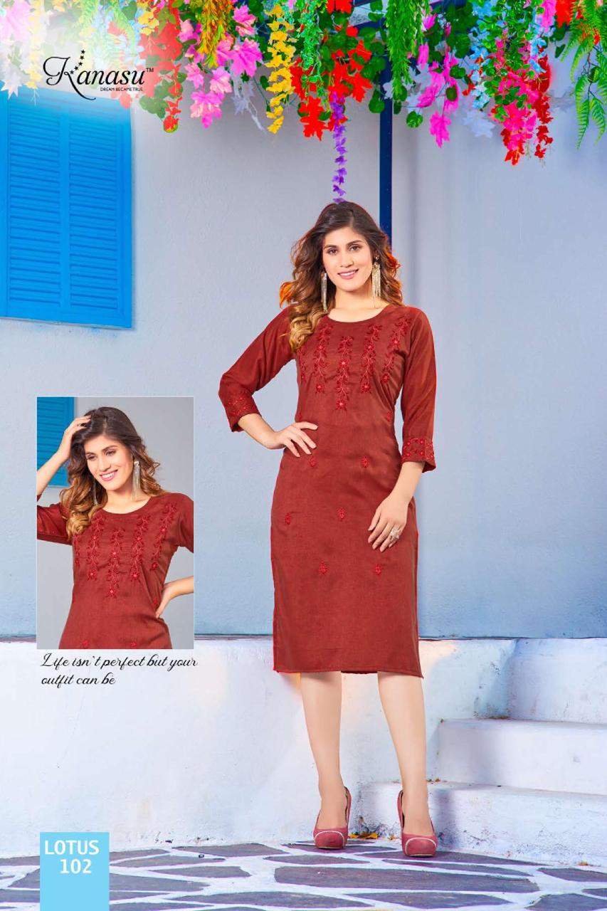 Kanasu Lotus Vol 2 Blueberry Rayon Kurtis Catalog
